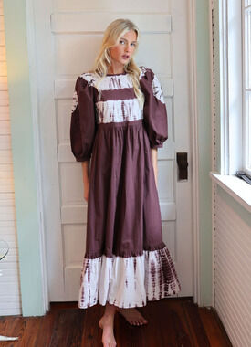 By Tess Dress XXL Brown Tie Dye Deli Maxi Dress Cotton